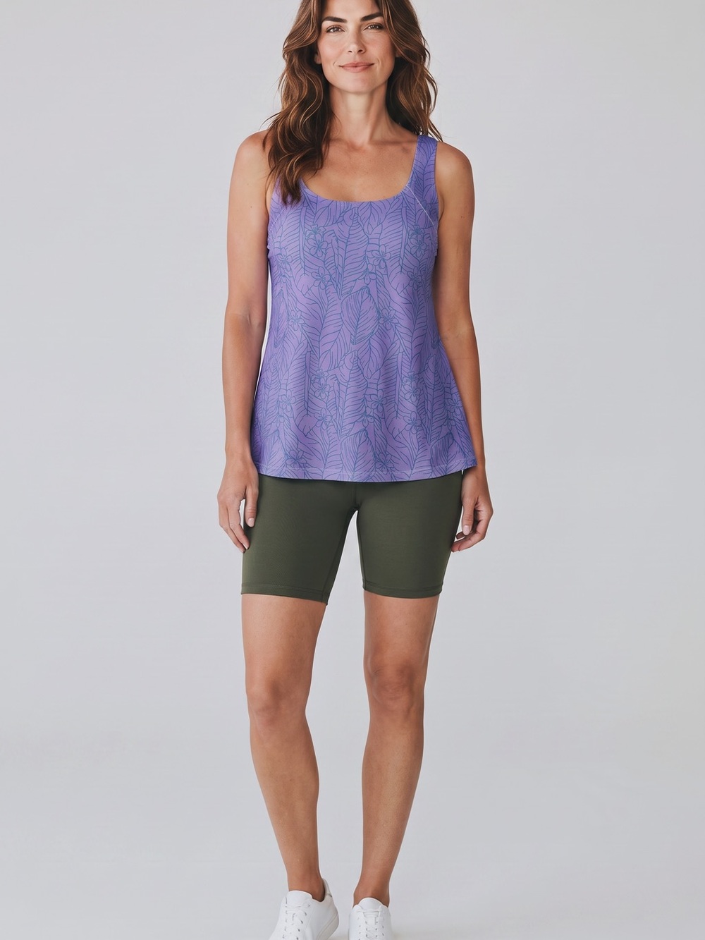 Jockey Purple Leaf-Print Tank Top